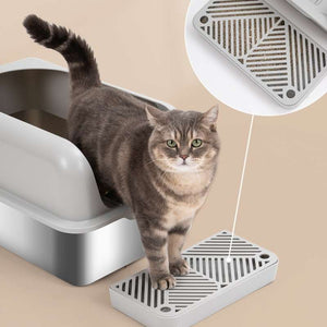 Extra - Large Semi - Enclosed Stainless Steel Litter Box with Splash Guard Design | Higooga