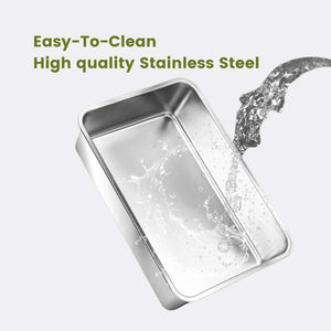 Extra - Large Semi - Enclosed Stainless Steel Litter Box with Splash Guard Design | Higooga