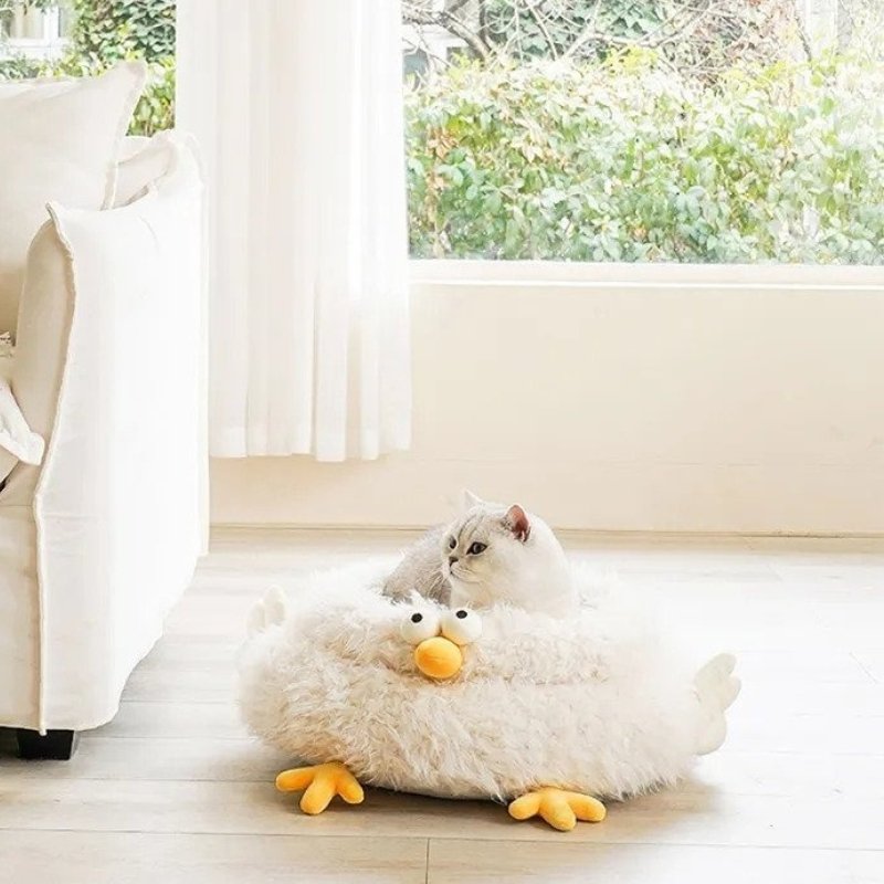 Adorable Plush Chick Cat Bed | Higooga