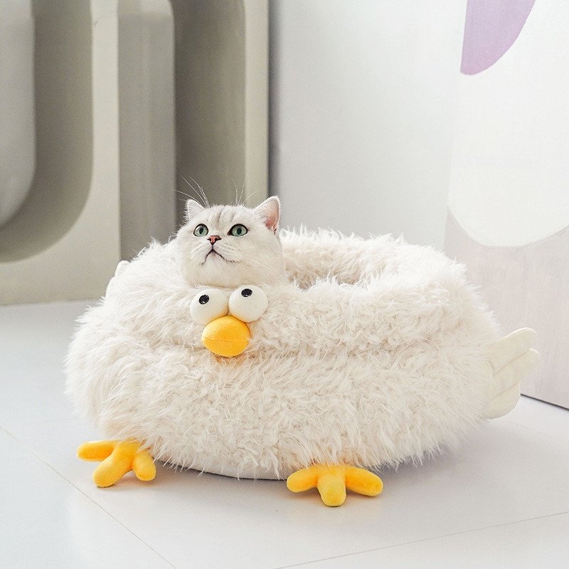 Adorable Plush Chick Cat Bed | Higooga