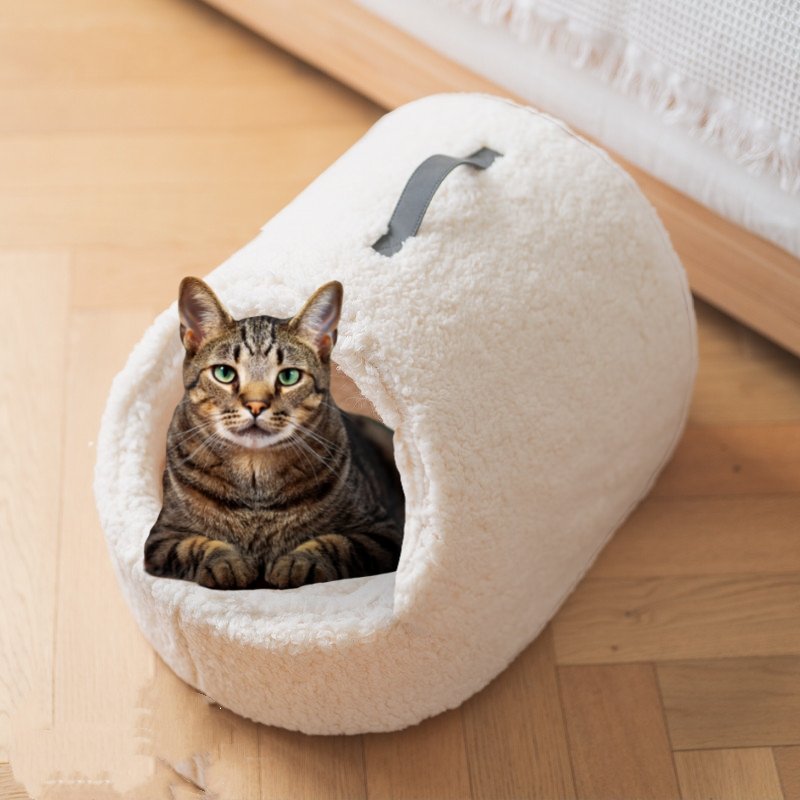Large Enclosed Soft Fleece Cat Bed - Beds & Furniture - Higooga