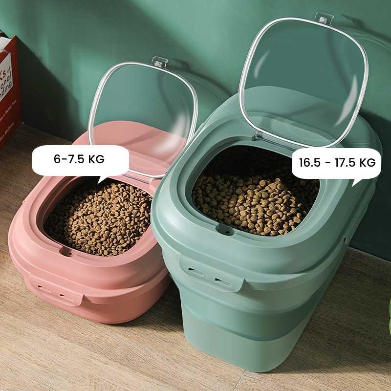 Large Sized Pet Food Storage Container with Lid, Foldable Snaps