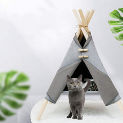 Portable Pine Wood Teepee Tent For Pets - Beds & Furniture - Higooga