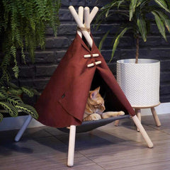 Portable Pine Wood Teepee Tent For Pets - Beds & Furniture - Higooga