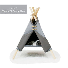Portable Pine Wood Teepee Tent For Pets - Beds & Furniture - Higooga