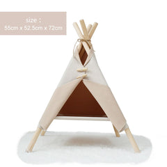 Portable Pine Wood Teepee Tent For Pets - Beds & Furniture - Higooga