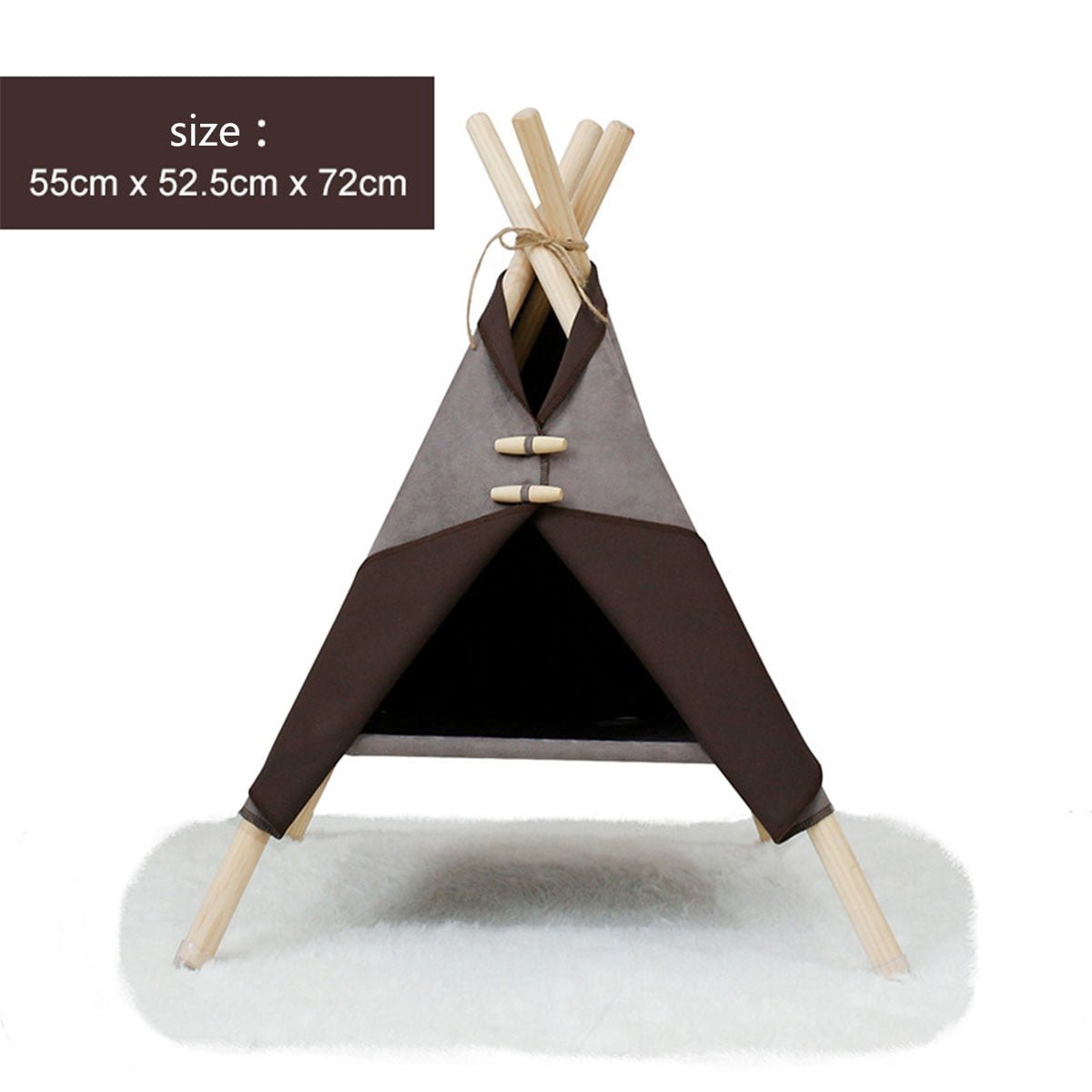 Portable Pine Wood Teepee Tent For Pets - Beds & Furniture - Higooga