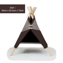 Portable Pine Wood Teepee Tent For Pets - Beds & Furniture - Higooga