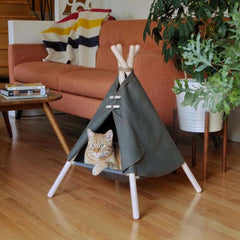 Portable Pine Wood Teepee Tent For Pets - Beds & Furniture - Higooga