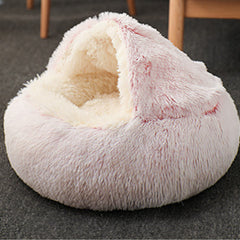 Soft Plush Pet Cave Bed for Large Cats & Medium Dogs - Beds & Furniture - Higooga