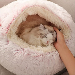 Soft Plush Pet Cave Bed for Large Cats & Medium Dogs - Beds & Furniture - Higooga
