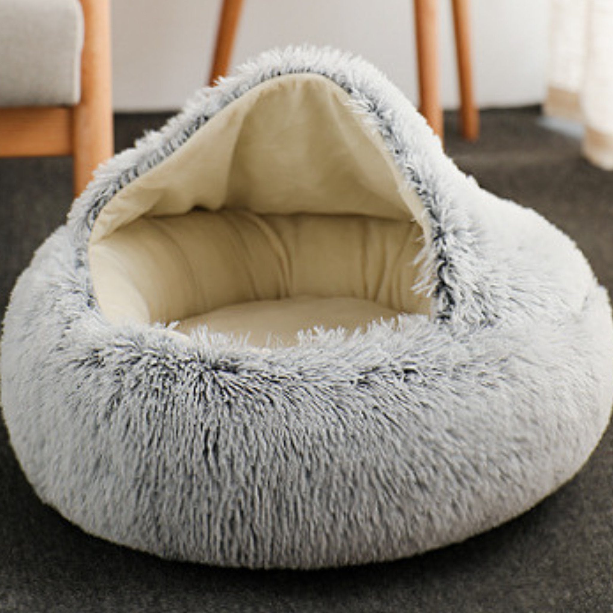 Soft Plush Pet Cave Bed for Small Cats & Dogs - Beds & Furniture - Higooga