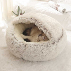 Soft Plush Pet Cave Bed for Small Cats & Dogs - Beds & Furniture - Higooga