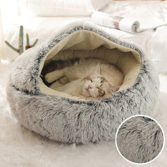 Soft Plush Pet Cave Bed for Small Cats & Dogs - Beds & Furniture - Higooga