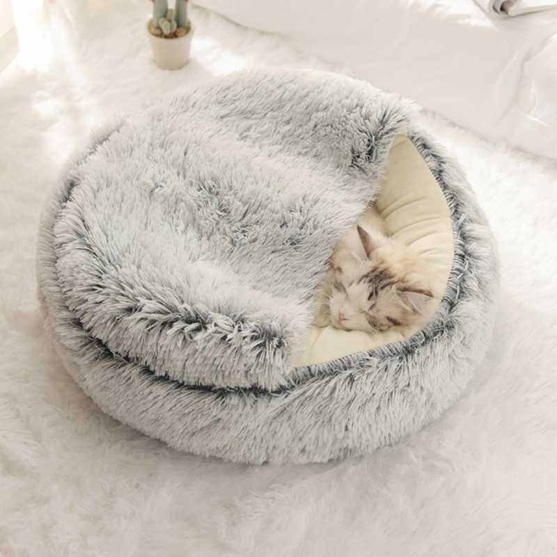 Soft Plush Pet Cave Bed for Small Cats & Dogs - Beds & Furniture - Higooga