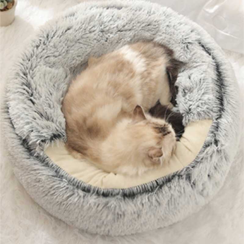 Soft Plush Pet Cave Bed for Small Cats & Dogs - Beds & Furniture - Higooga