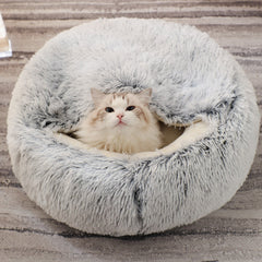 Soft Plush Pet Cave Bed for Small Cats & Dogs - Beds & Furniture - Higooga