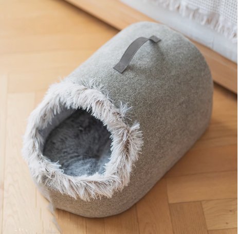 Large Enclosed Soft Fleece Cat Bed Higooga