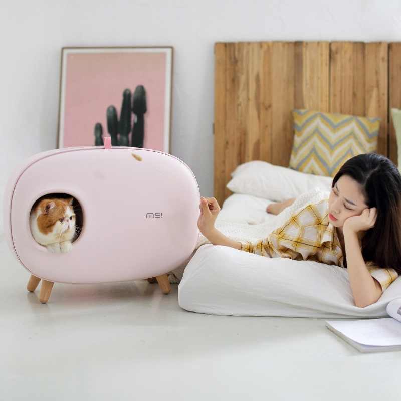 MS Designer Series Fully Enclosed Compact Cat Litter Box - Litter Boxes & Tools - Higooga