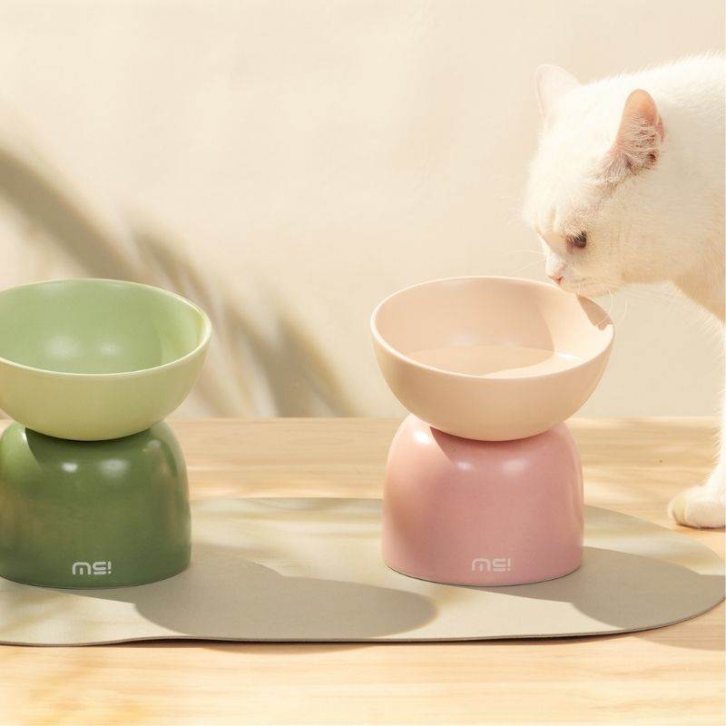 MS Two-Way Slanted Ceramic Pet Bowls - Bowls, Feeders & Waterers - Higooga