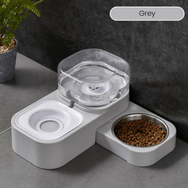 Rotational Compact Pet Food Bowl and Water Feeder Gray