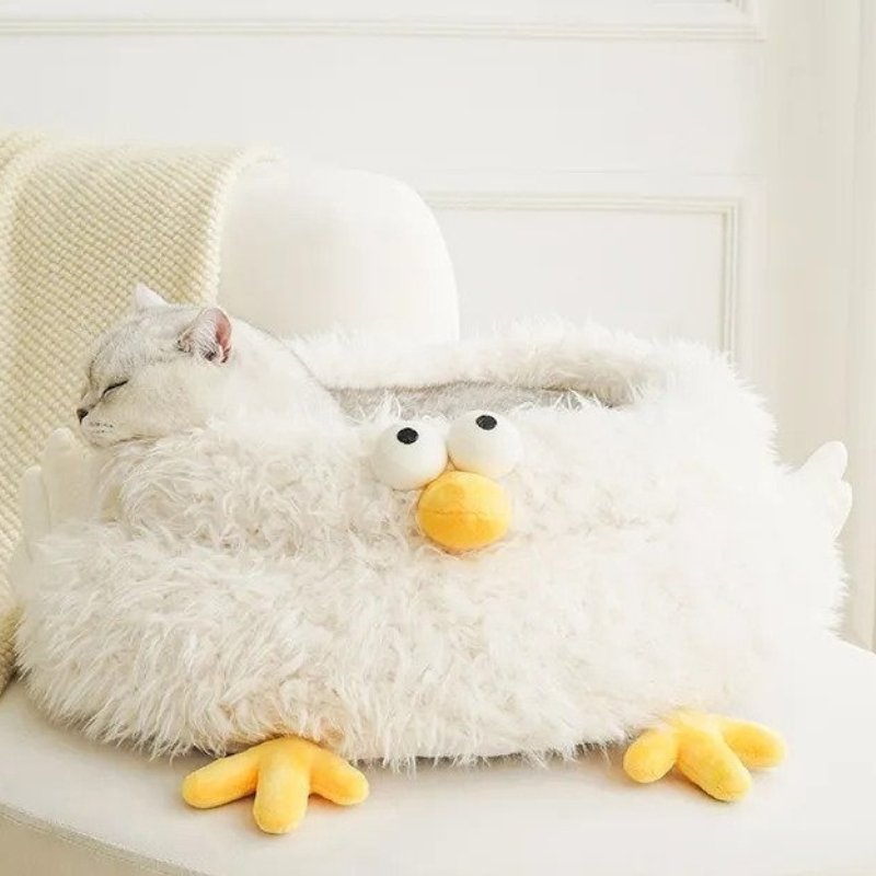 Adorable Plush Chick Cat Bed | Higooga