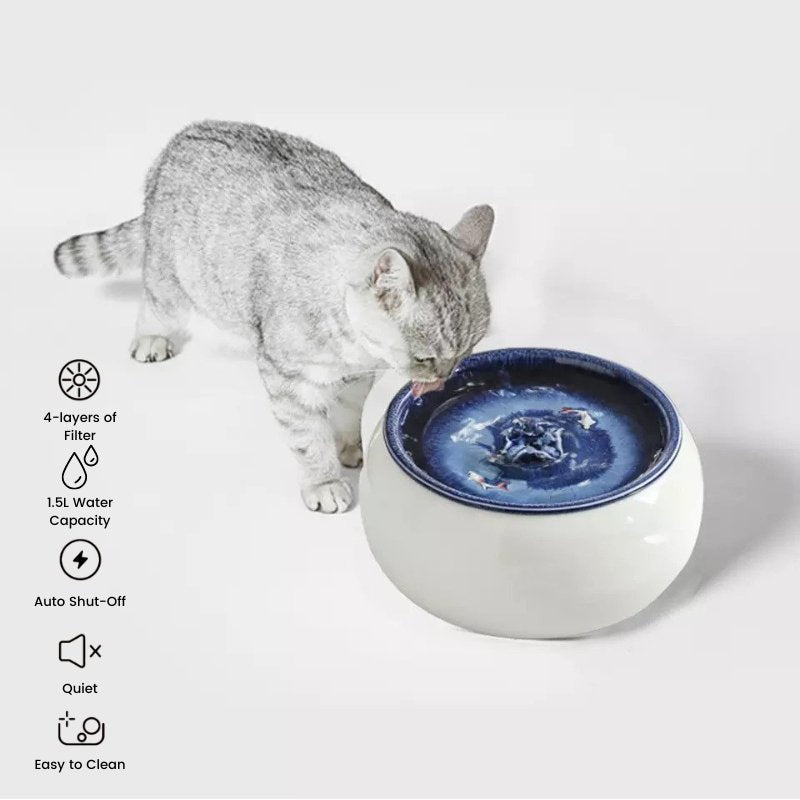 Ceramic Pet Water Fountain Artist Edition - Bowls, Feeders & Waterers - Higooga