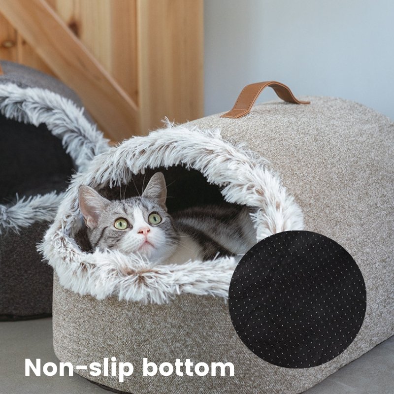 Large Enclosed Soft Fleece Cat Bed - Beds & Furniture - Higooga