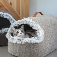 Large Enclosed Soft Fleece Cat Bed - Beds & Furniture - Higooga
