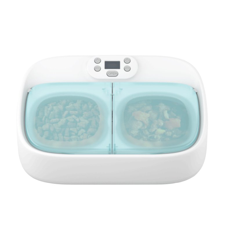 Petoneer Two Meals Wet & Dry Pet Feeder With Ice Packs | Higooga