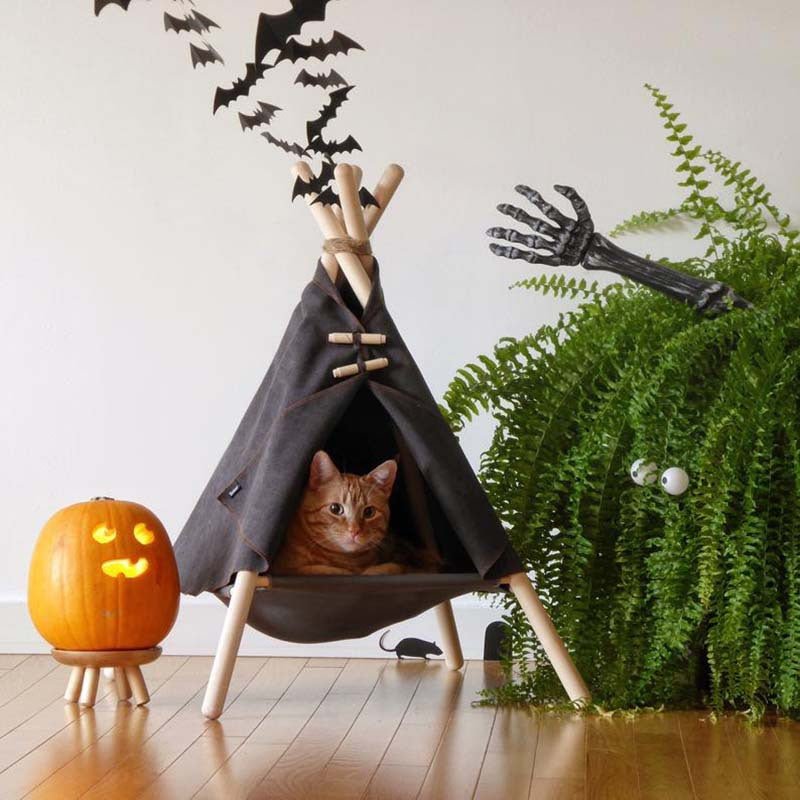Portable Pine Wood Teepee Tent For Pets - Beds & Furniture - Higooga