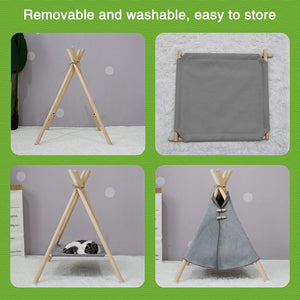Portable Pine Wood Teepee Tent For Pets - Beds & Furniture - Higooga
