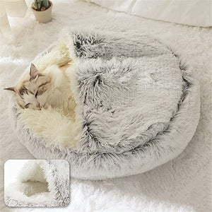 Soft Plush Pet Cave Bed for Large Cats & Medium Dogs - Beds & Furniture - Higooga