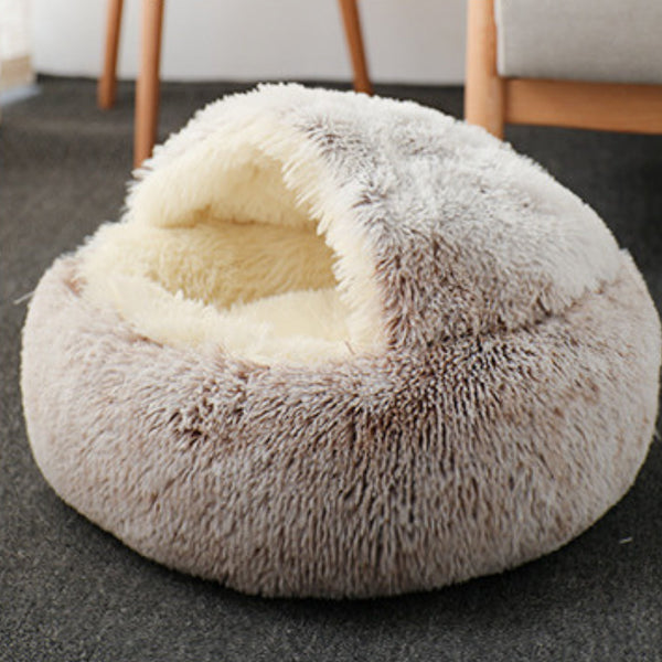 Soft Plush Pet Cave Bed for Large Cats & Medium Dogs - Beds & Furniture - Higooga
