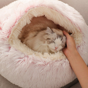 Soft Plush Pet Cave Bed for Large Cats & Medium Dogs - Beds & Furniture - Higooga