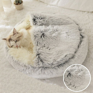 Soft Plush Pet Cave Bed for Small Cats & Dogs - Beds & Furniture - Higooga