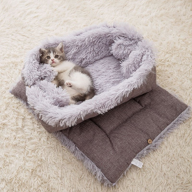 Super Plush Foldable Cat Mat Bed - Beds & Furniture - Higooga